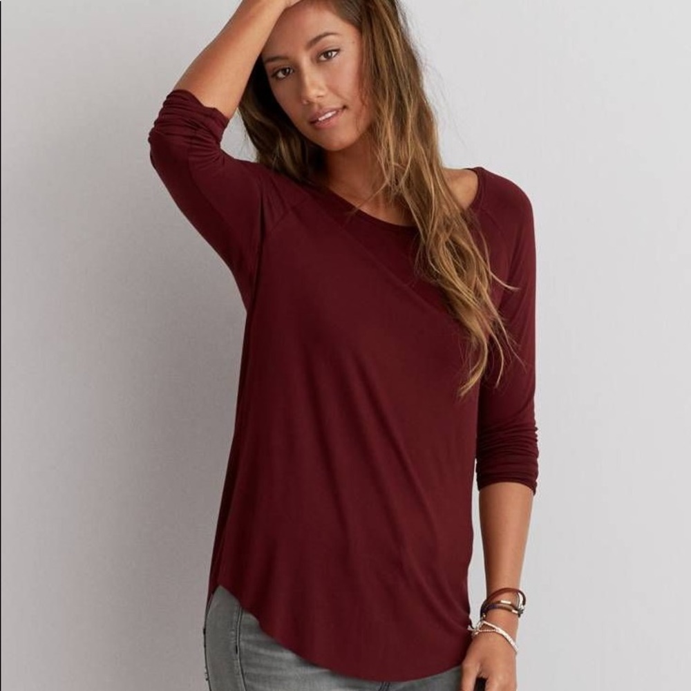 american eagle burgundy soft and sexy jegging t